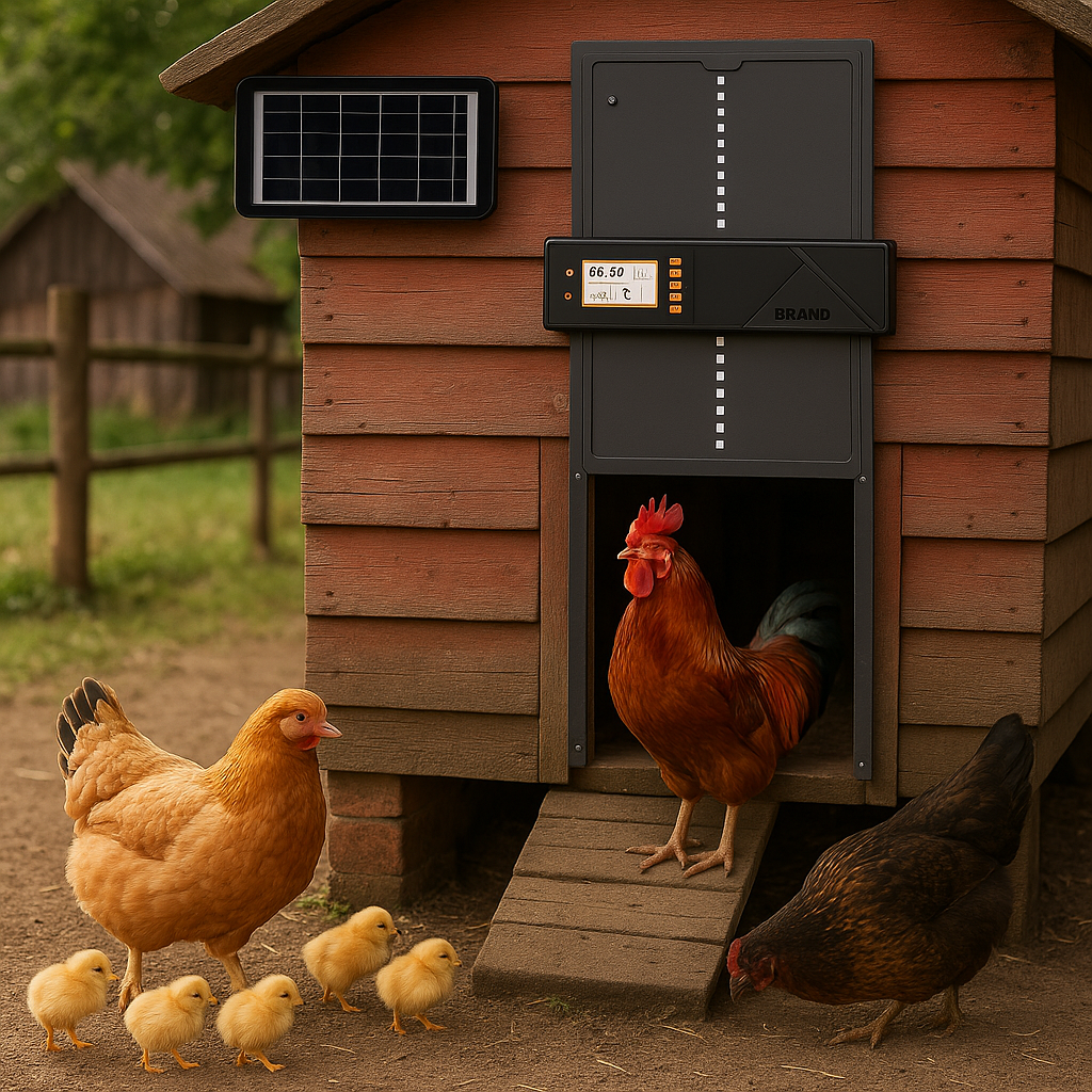 Automatisch kippenluik met zonnepaneel en tijdsensor CoopRay