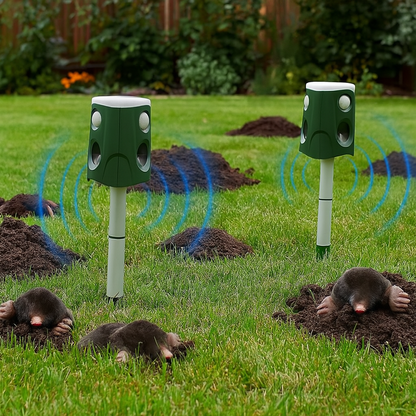 Dierenverjager met ultrasoon 360° detectie voor mollen vogels en katten | Gravino