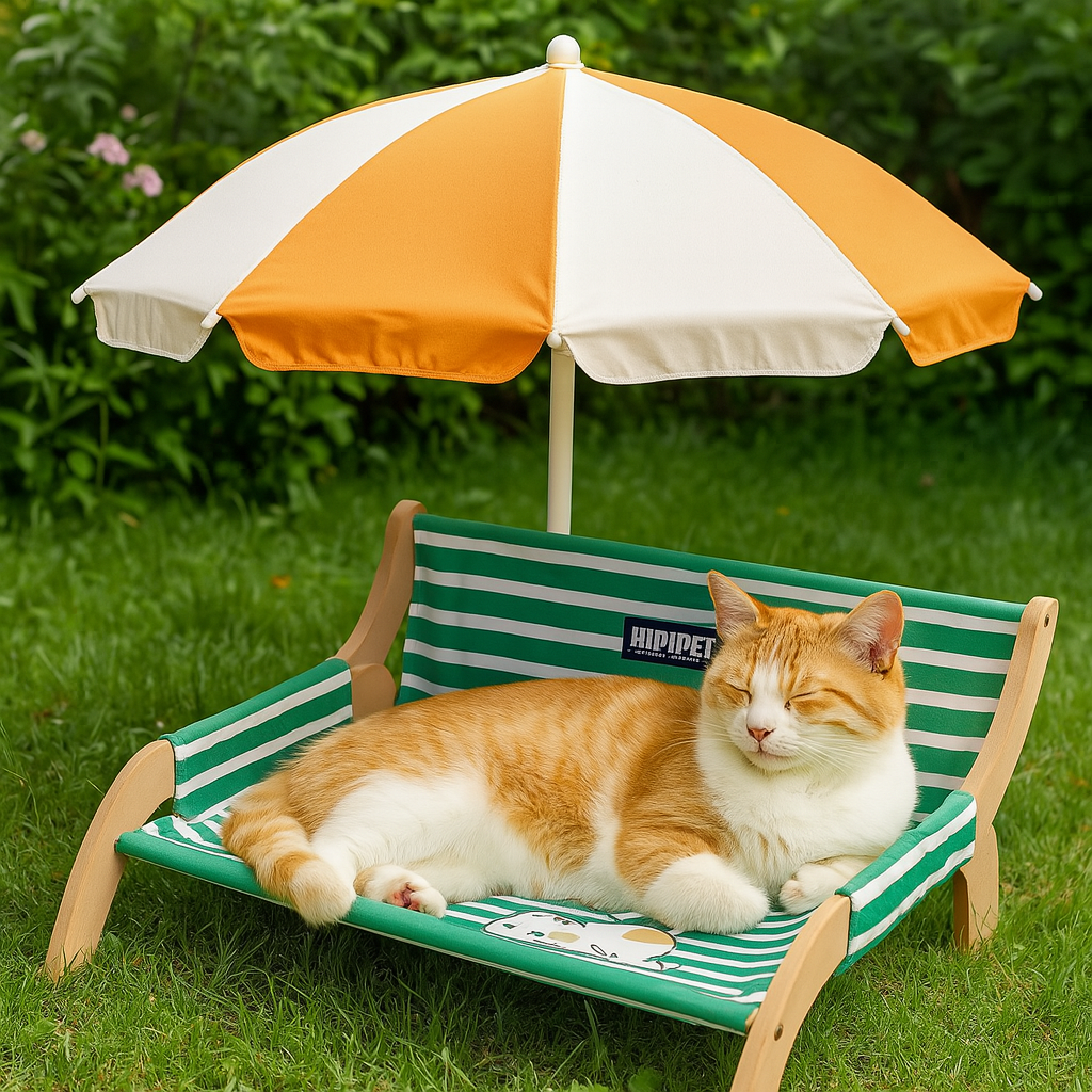 Gestreepte mand met lounge ontwerp voor katten en honden | Lunza