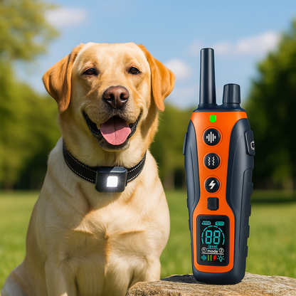 Hondenhalsband met trilling geluid en licht voor training | Dogivox