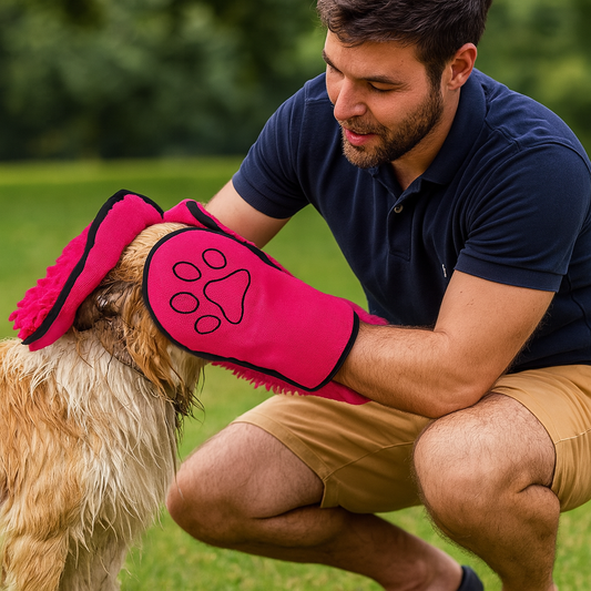 Hondenhanddoek met insteekzakken voor droging | PawDry Grip