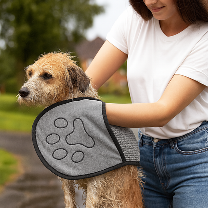 Hondenhanddoek met insteekzakken voor droging | PawDry Grip