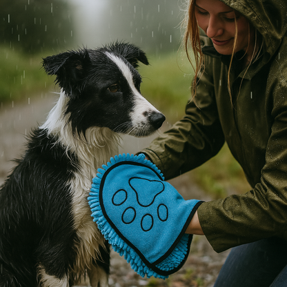 Hondenhanddoek met insteekzakken voor droging | PawDry Grip