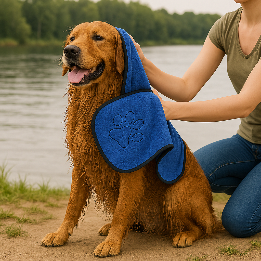 Hondenhanddoek microvezel met insteekzakken | PawDrape