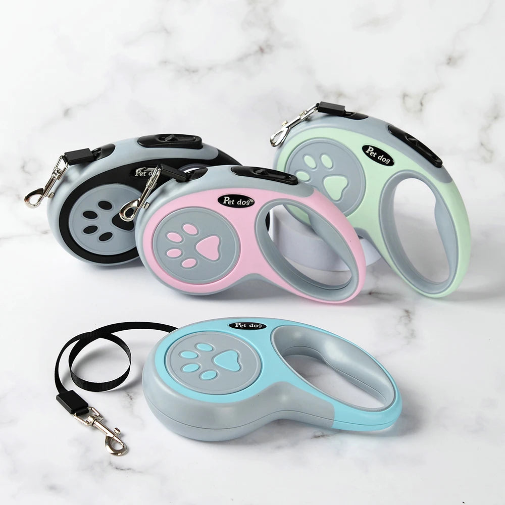 Hondenriem met automatische oprolfunctie 3-5 meter nylon | Pawlon