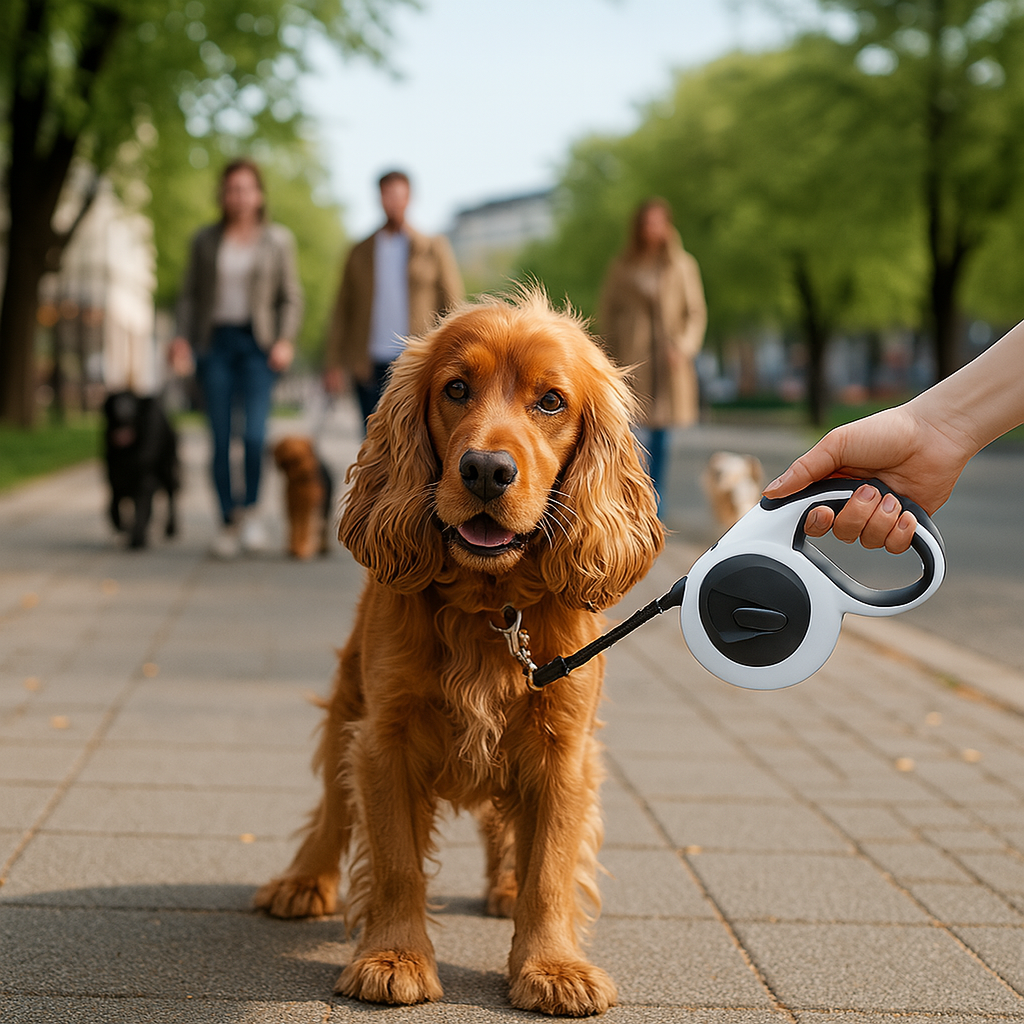 Intrekbare hondenriem met LED en poepzakdispenser | LumoTrek