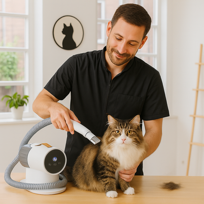 Katten trimset met opvangsysteem borstels en kammen | Veloria