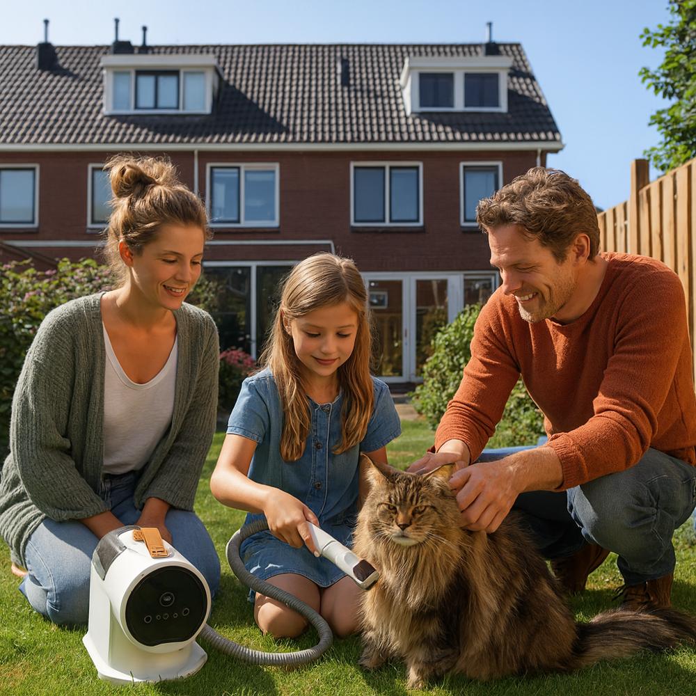 Katten trimset met opvangsysteem borstels en kammen | Veloria