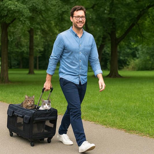 Kattenbuggy met dubbele compartimenten voor vervoer | Felano