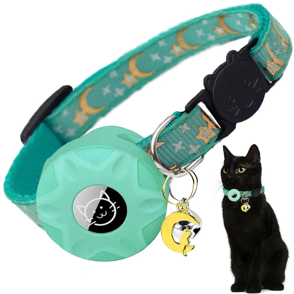 Kattenhalsband met reflecterende AirTag houder | Kattigo