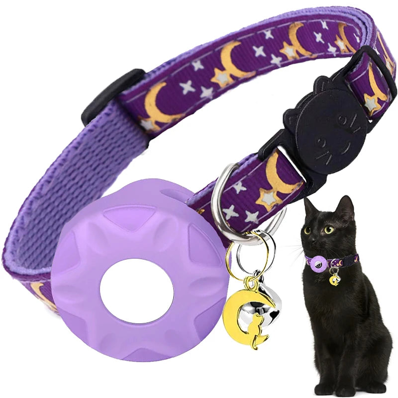 Kattenhalsband met reflecterende AirTag houder | Kattigo