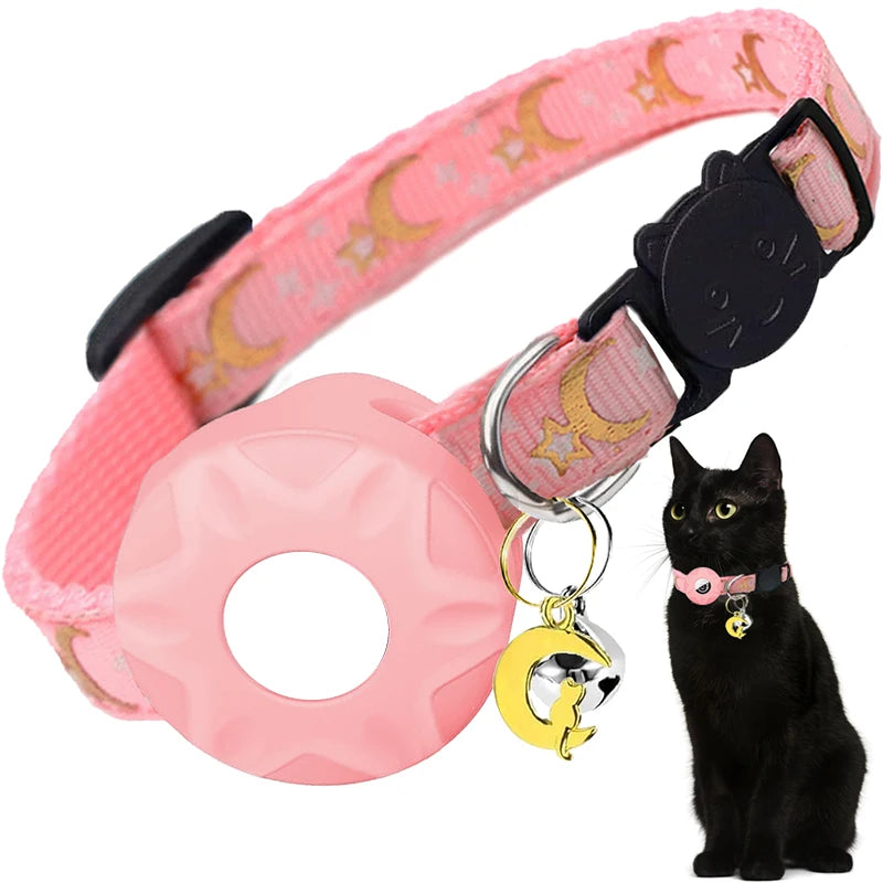 Kattenhalsband met reflecterende AirTag houder | Kattigo