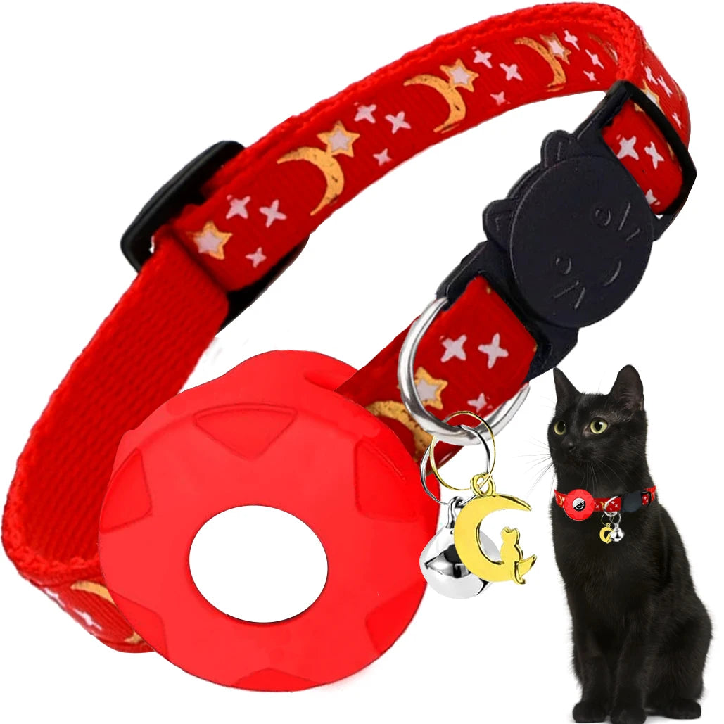 Kattenhalsband met reflecterende AirTag houder | Kattigo