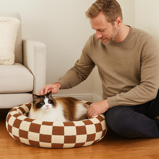 Kattenmand pluche met ronde vorm en wasbare hoes | Miarro
