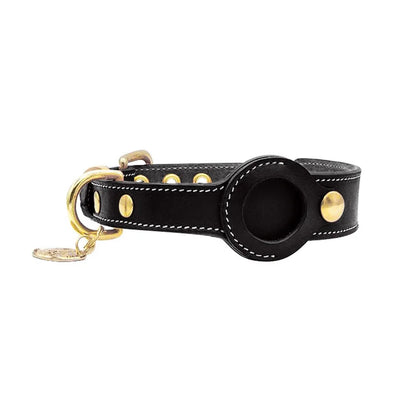 Lederen hondenhalsband met AirTag houder | ScoutBand