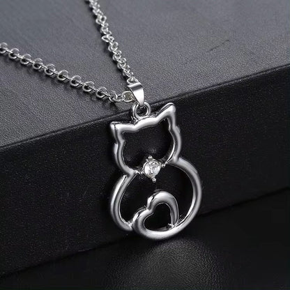 Lissy | Zilveren Kattenketting met Hartvormige Hanger