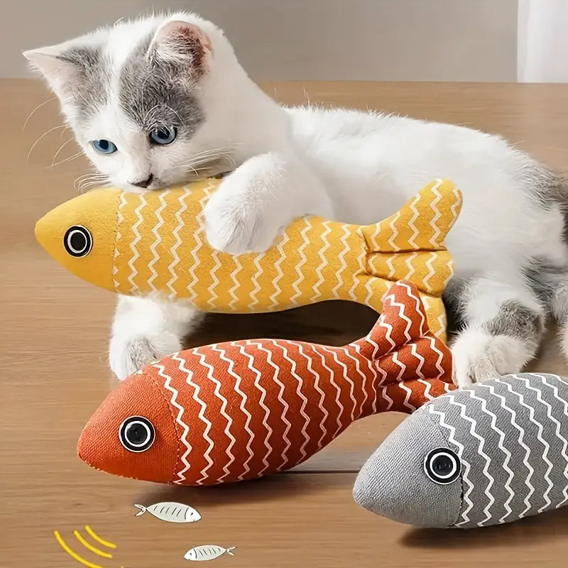 Miesje kattenspeelgoed | Visvormig speelgoed voor katten met kattenkruid