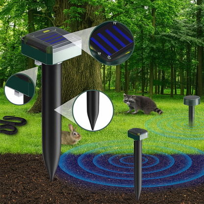 Mollenverjager op zonne-energie voor tuin met ultrasoon geluid | Solmora