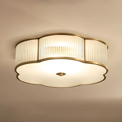 Plafondlamp flush mount geribbeld glas traditionele stijl | Clovira