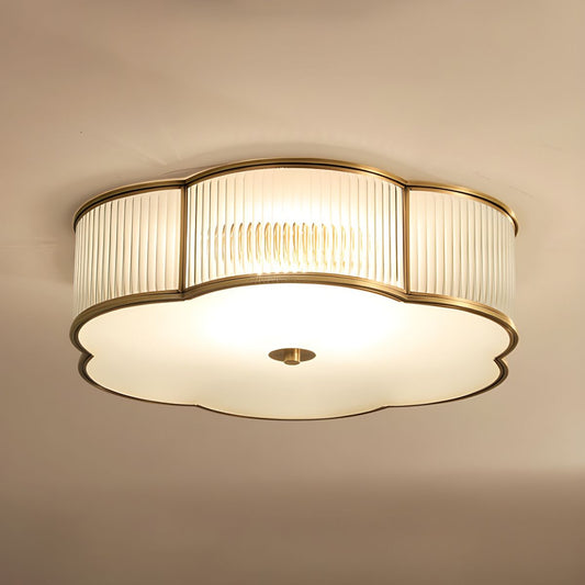 Plafondlamp flush mount geribbeld glas traditionele stijl | Clovira