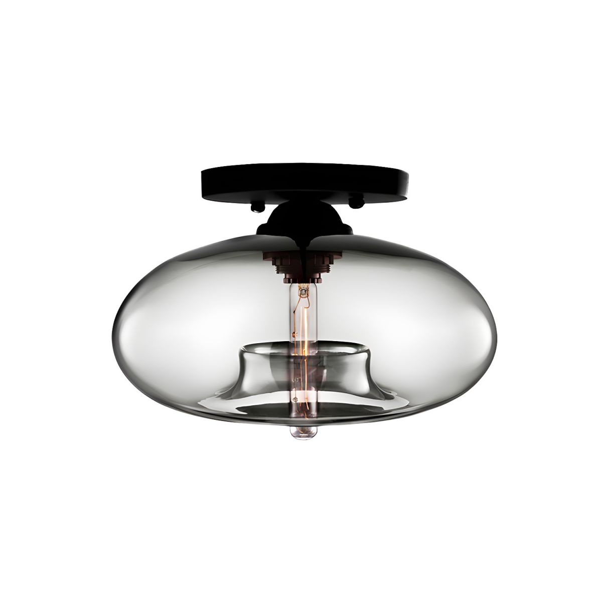 Plafondlamp glazen ovale kap industriele stijl | Olviera