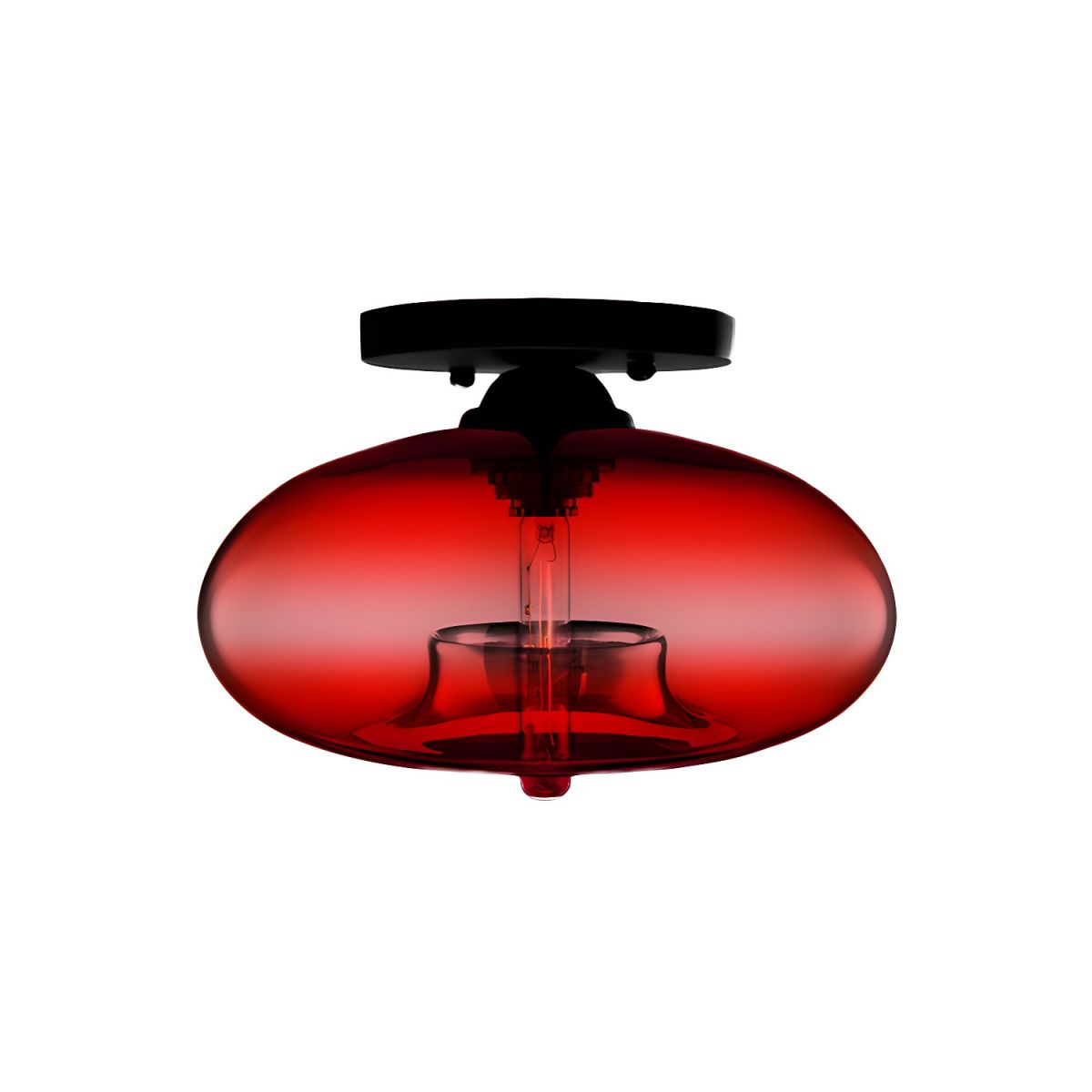 Plafondlamp glazen ovale kap industriele stijl | Olviera