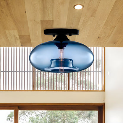 Plafondlamp glazen ovale kap industriele stijl | Olviera