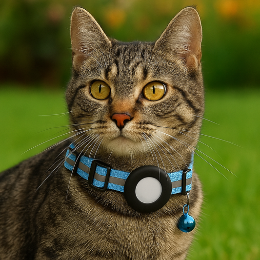 Reflecterende kattenhalsband met AirTag-houder en bel | VeloxTag