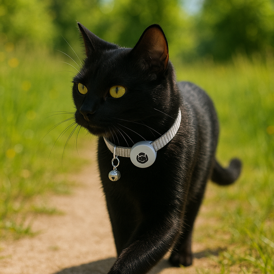 Reflecterende kattenhalsband met AirTag houder en bel | Navico