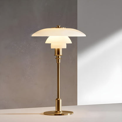Tafellamp Met Glazen Kap Moderne Metalen Afwerking | Arvion