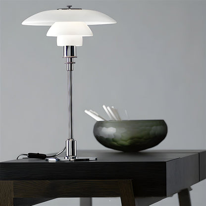 Tafellamp Met Glazen Kap Moderne Metalen Afwerking | Arvion