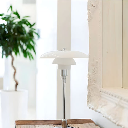 Tafellamp Met Glazen Kap Moderne Metalen Afwerking | Arvion