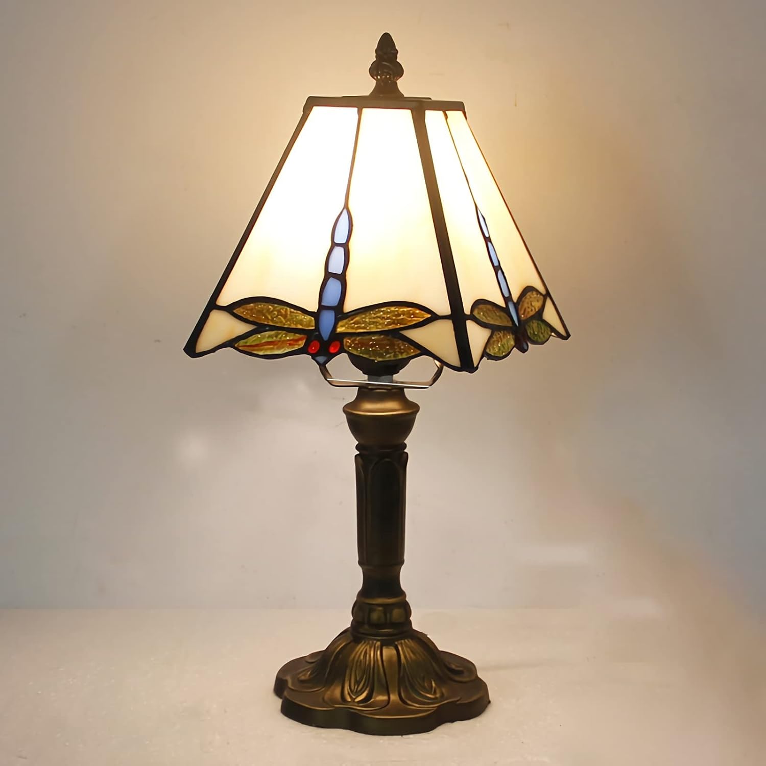 Tafellamp Tiffany Glas Libellen Ontwerp Creme | Belvora
