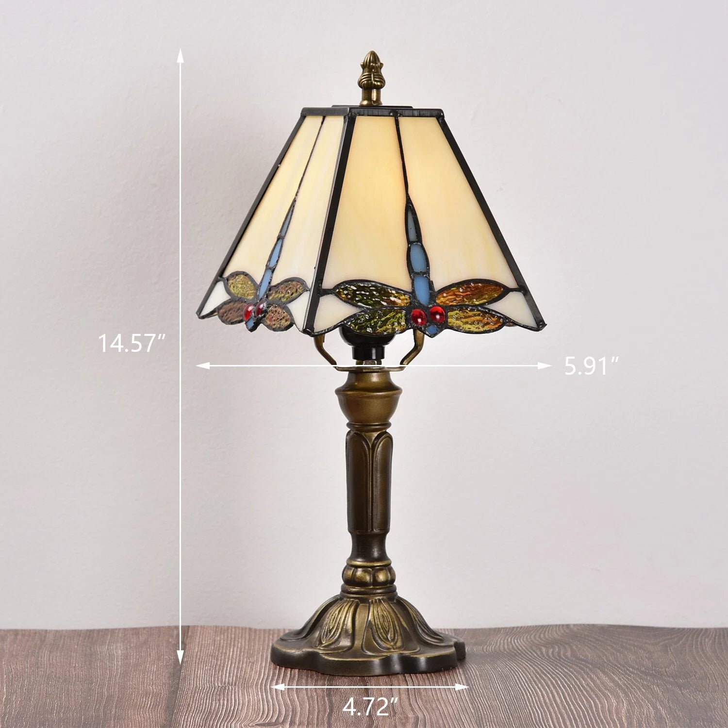 Tafellamp Tiffany Glas Libellen Ontwerp Creme | Belvora