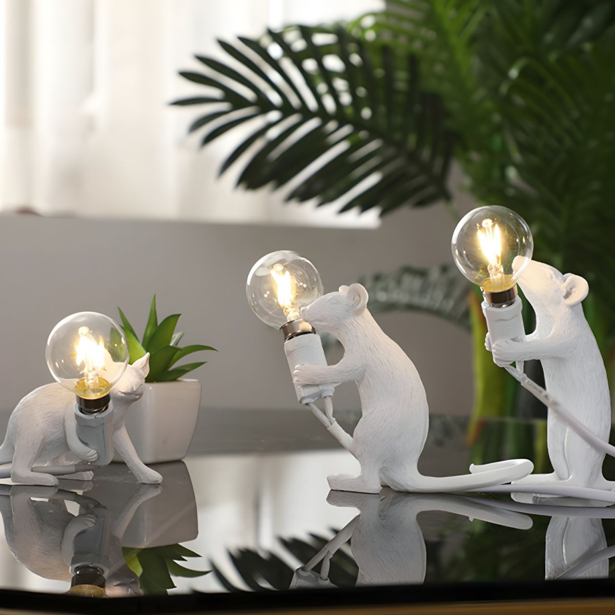 Tafellamp in Witte Hars Nordic Muis Art Deco | Velindo