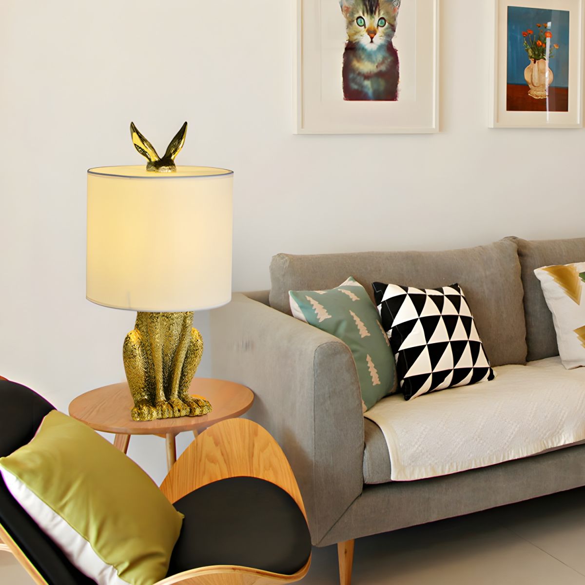 Tafellamp met Gemaskerd Konijn van Hars Nordic Art Deco | Cavira