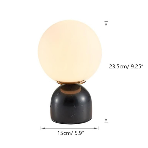 Tafellamp met Glazen Bol en Marmeren Basis Scandinavische Stijl | Silio