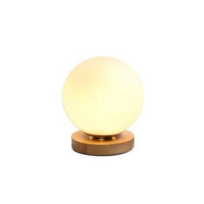 Tafellamp met Glazen Bol en Moderne Houten Accenten | Avenor