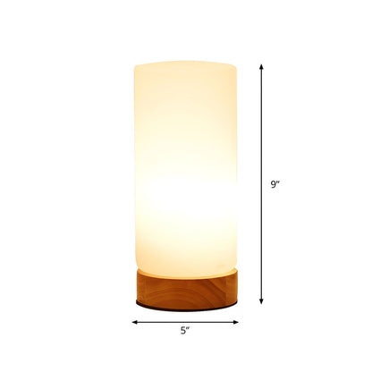 Tafellamp met Glazen Cilinderkap Industrieel Hout | Selvion