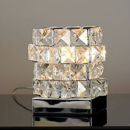Tafellamp met Kristallen Kubus Moderne Slaapkamer Accent | Veloria