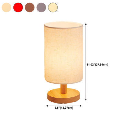 Tafellamp met Massief Houten Voet Moderne Stoffen Kap | Qirvan