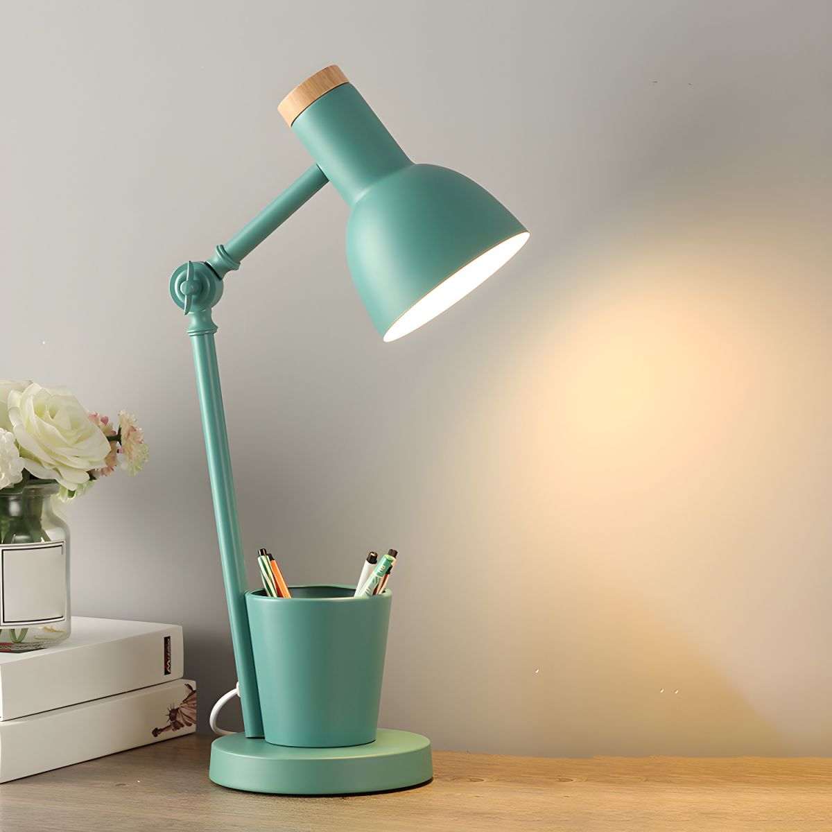 Tafellamp met Metalen Kap Scandinavische Bureau Pennenhouder | Ferivo