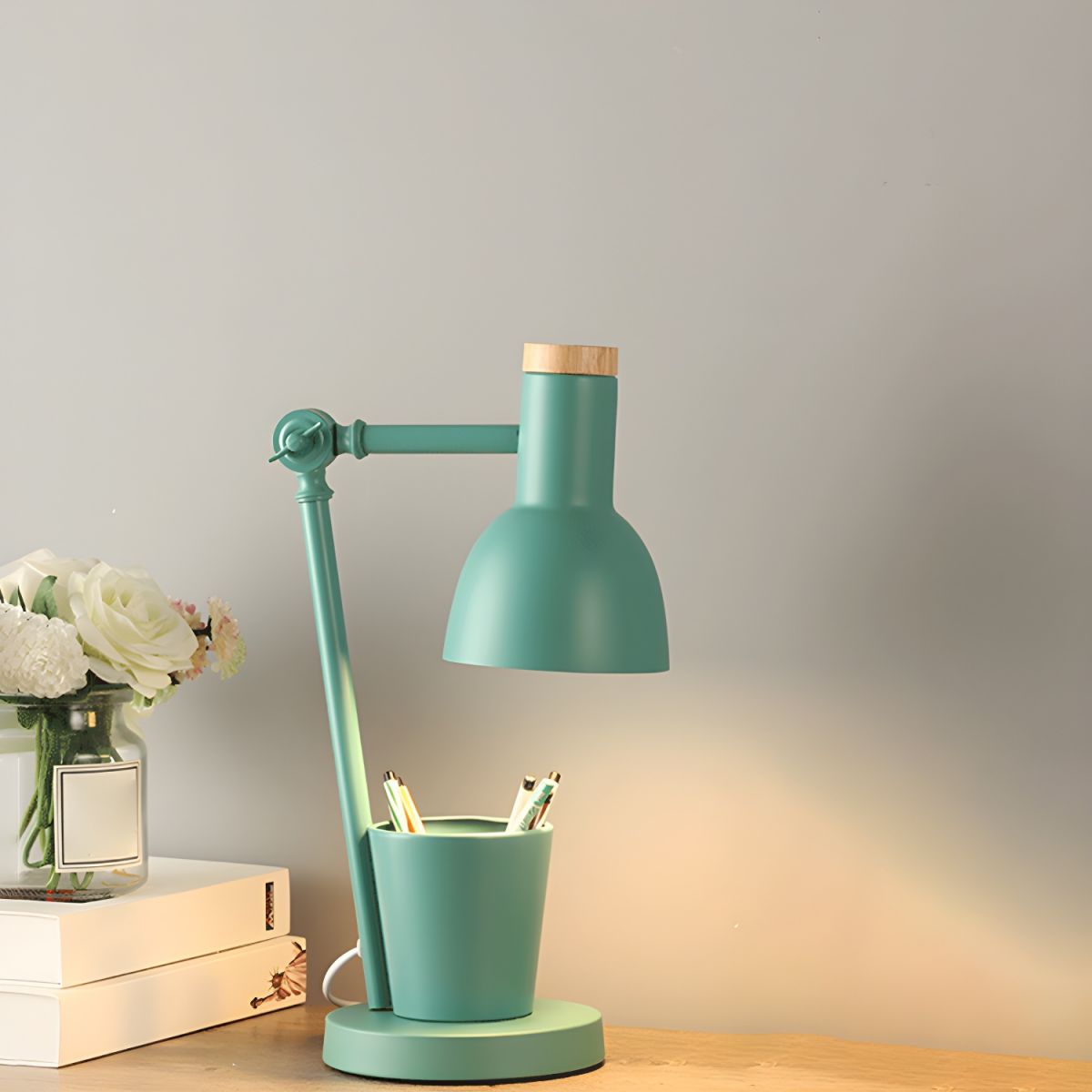 Tafellamp met Metalen Kap Scandinavische Bureau Pennenhouder | Ferivo