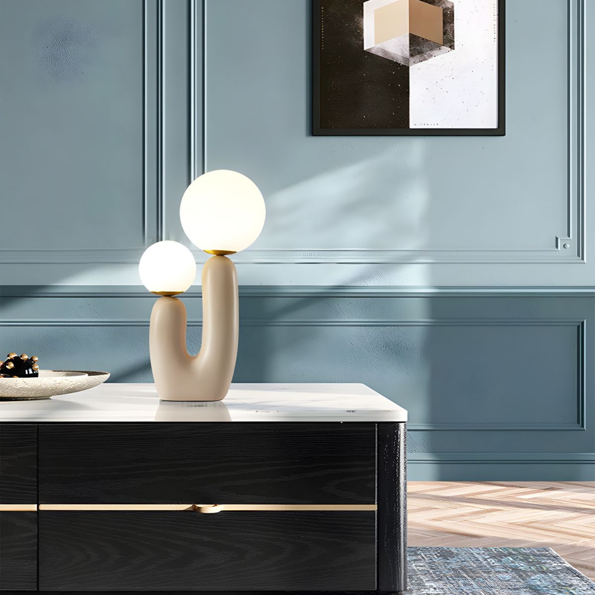 Tafellamp met Roze Harsvoet en Glazen Kap Nordic | Ravion