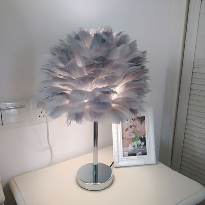 Tafellamp met Veren Kap Modern Bedlamp | Felira