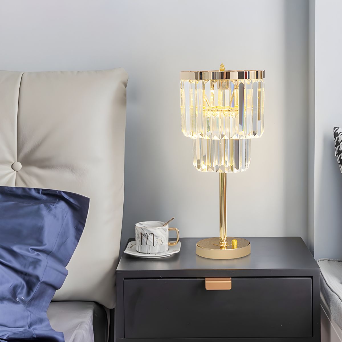 Tafellamp met kristallen kap moderne goudafwerking | Felora