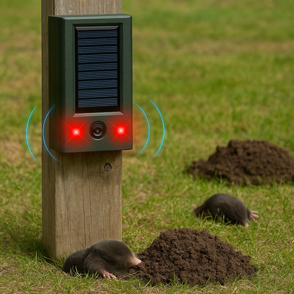 Ultrasone mollenverjager met zonnepaneel en LED | Aviatra
