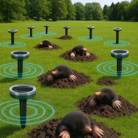 Ultrasone mollenverjager op zonne-energie voor tuin | Molvex