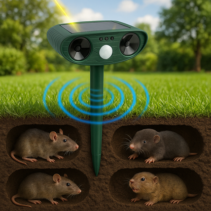 Ultrasone verjager op zonne-energie tegen mollen en ongedierte | SonicGuard
