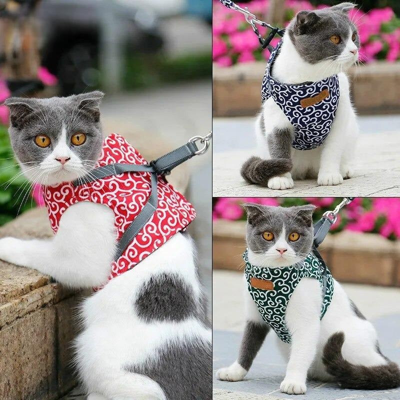 Verstelbaar kattentuigje voor buiten met ademend zomerdesign | Bella